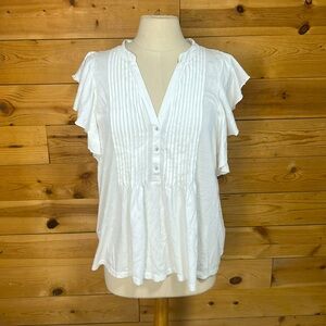Sundance Women’s White Kalina Top Ruffle Feminine Cottagecore Blouse Size Large